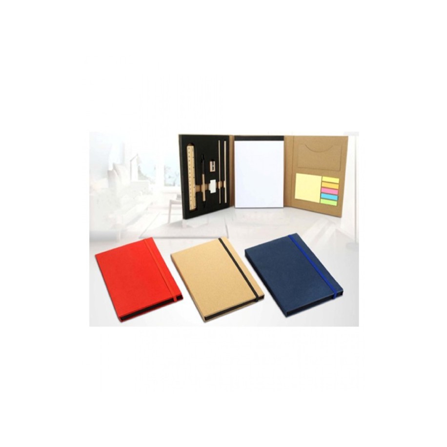 3 Fold Notebook With Wooden Stationery Set