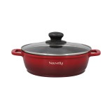 Nauvetta Diecast Red-Black 26 Cm Kadai With Lid