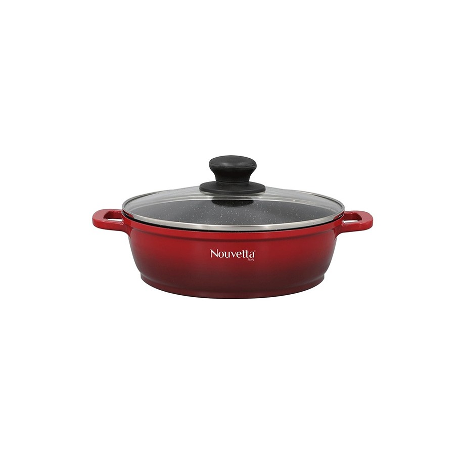 Nauvetta Diecast Red-Black 26 Cm Kadai With Lid