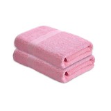 NickSun Pink Set Of 2 Solid Cotton Bath Towel