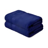 NickSun Set Of 2 Blue Solid Cotton Bath Towel