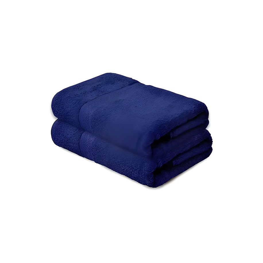 NickSun Set Of 2 Blue Solid Cotton Bath Towel