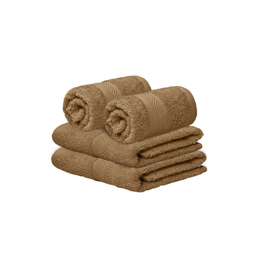 NickSun Set of 4 Brown Cotton Hand Towel