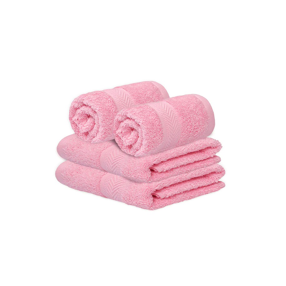 NickSun Set of 4 Pink Cotton Hand Towel