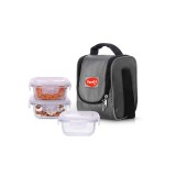 Pigeon Therma Fresh Borosilicate Glass 3 Piece Round Lunch Box