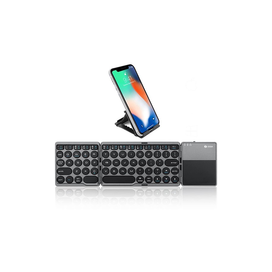 Zoook Wireless TravelPad with Trackpad Foldable Rechargeable Keyboard with Multi-Device Dock Bluetooth