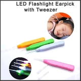 White LED Flashlight Earpick with Tweezer
