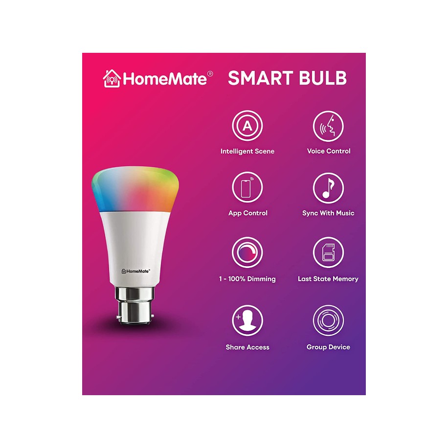 HomeMate 9 Watt WiFi Smart LED Bulb Compatible with Alexa and Google Home