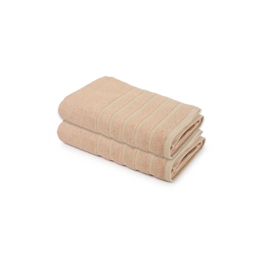 NickSun 550 GSM Beige Set of 2 Bamboo Bath Towel