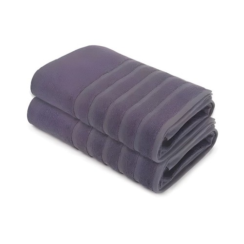 NickSun 550 GSM Dark Purple Set of 2 Bamboo Bath Towel