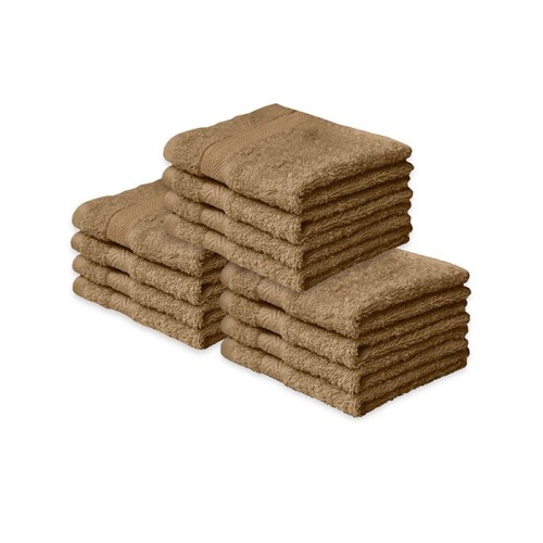 NickSun Set of 12 Brown Cotton Face Towel