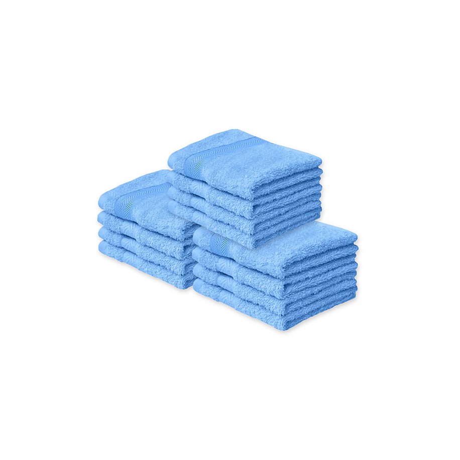 NickSun Set of 12 Sky Blue Cotton Face Towel