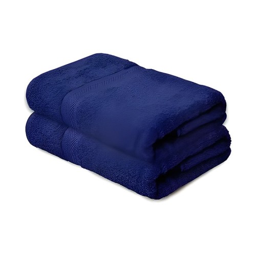 NickSun Set Of 2 Blue Solid Cotton Bath Towel