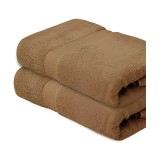 NickSun Set Of 2 Brown Solid Cotton Bath Towel