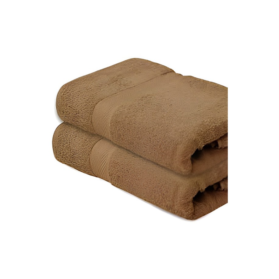 NickSun Set Of 2 Brown Solid Cotton Bath Towel