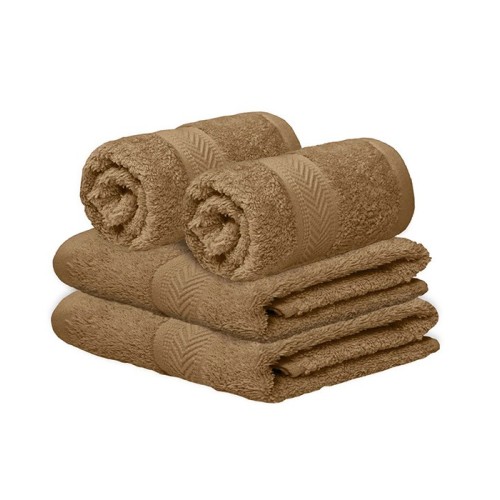 NickSun Set of 4 Brown Cotton Hand Towel