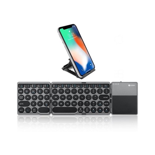 Zoook Wireless TravelPad with Trackpad Foldable Rechargeable Keyboard with Multi-Device Dock Bluetooth